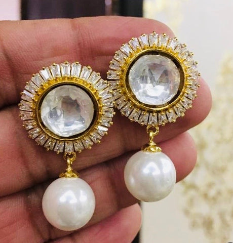 CZ pearl earrings