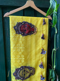 Yellow Linen Saree Jamdani weave