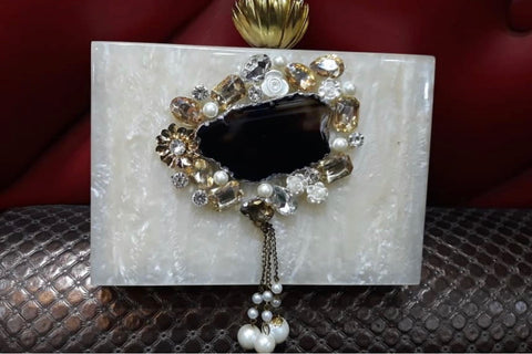 MARBLE pearl clutch