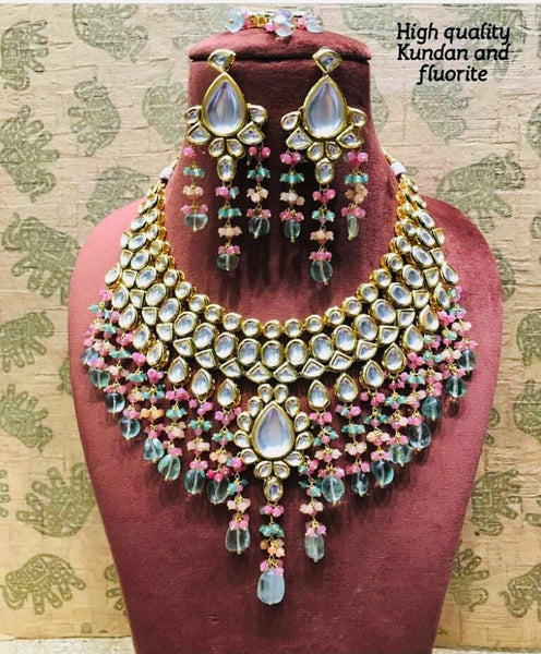 KUNDAN SET with Rose Quartz & Jades