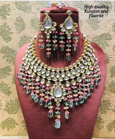 KUNDAN SET with Rose Quartz & Jades