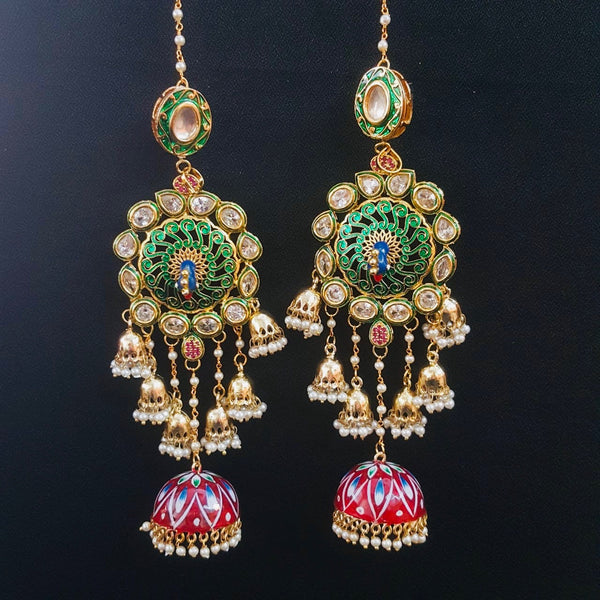 GREEN & GOLD combo PEACOCK Long Danglers