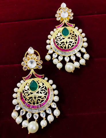 KUNDAN & Real PEARLS Ear hangings