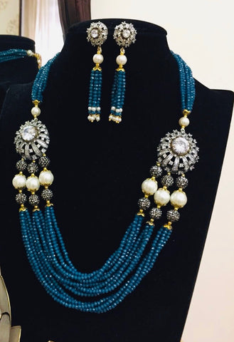 SAPPHIRE blue Onyx beads SET