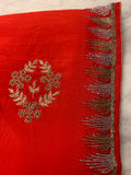 RED fancy chiffon Saree with embellishment