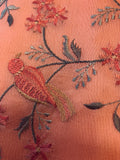 Peach bird thread embroidered Saree
