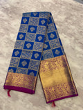 Bright dark blue & Purple silk Saree