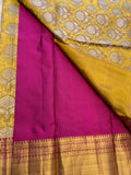 Mustard & wine SILK SAREE with gold zari border