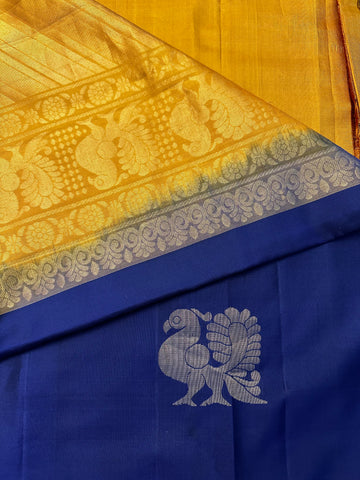 Samudrika silk Saree in royal blue & mustard combo