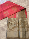 Bird motifs watermelon colour Saree