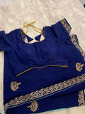 Navy blue chiffon Saree