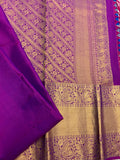 Bright dark blue & Purple silk Saree