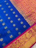Electric blue & magenta Saree with gold zari borders