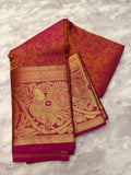 Gold and magenta dual tone silk Saree