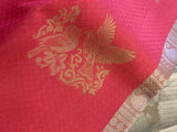 Bird motifs watermelon colour Saree