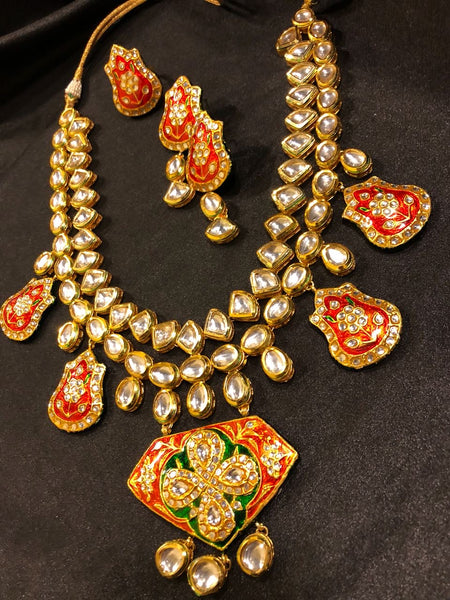 Designer Meenakari Long Kundan SET