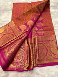 Gold and magenta dual tone silk Saree