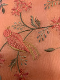 Peach bird thread embroidered Saree