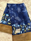 Digital print linen cotton Saree with cow & calf design