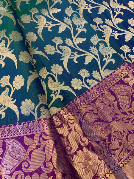 Bird design dual tone silk Saree