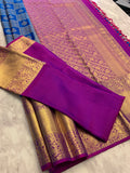 Bright dark blue & Purple silk Saree