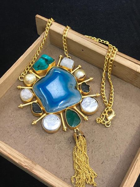 Natural Blue Stone Long Neckpiece