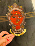 Black Linen Saree with Sequin & KALAMKARI patchwork
