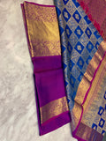 Bright dark blue & Purple silk Saree