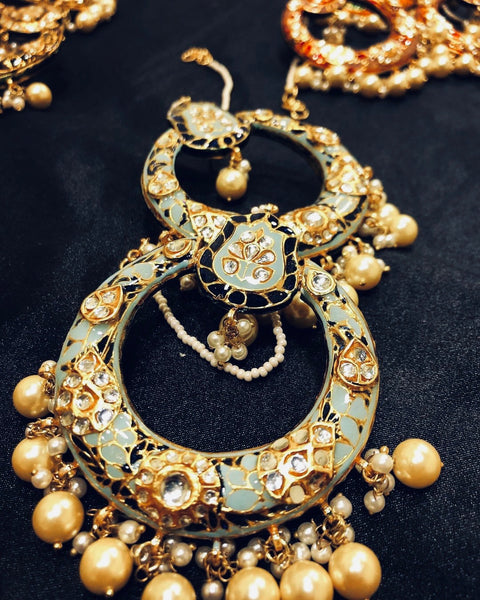 SKY BLUE & NAVY BLUE Meenakari Chandballis