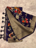 Chiniya silk Saree in bright floral woven pattern