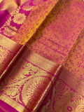 Gold and magenta dual tone silk Saree