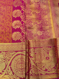 Gold and magenta dual tone silk Saree