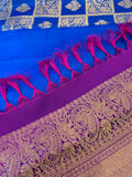 Bright dark blue & Purple silk Saree