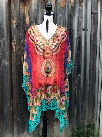 ORNATE PAISLEY, Short Kaftan, Free shipping in Australia)