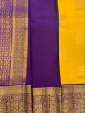Yellow & Purple pure silk Saree with antique gold zari border