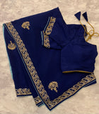 Navy blue chiffon Saree