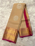 Beige and dark pink festive silk Saree