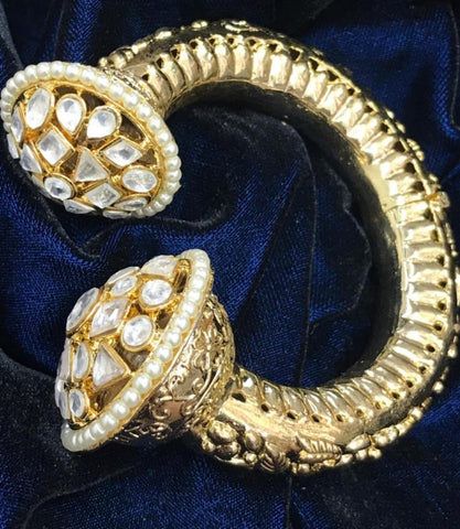 Kundan Pearl Broad Bangle